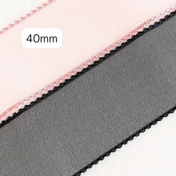 画像1: パールオーガンジーピコット風リボン40ｍｍ50yd(約45ｍ） (1)