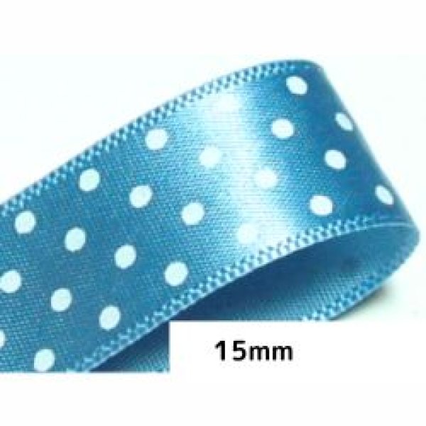 画像1: 水玉サテンリボン15ｍｍ50yd（45ｍ） (1)