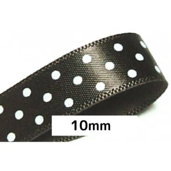 画像1: 水玉サテンリボン10ｍｍ50yd（45ｍ） (1)