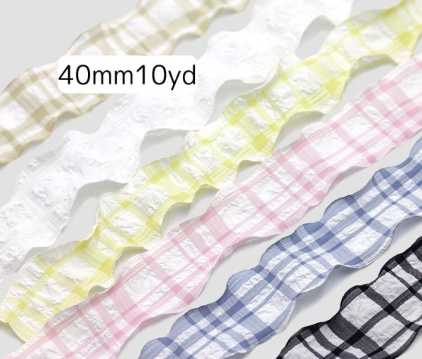 画像1: ウェーブチェックリボン40ｍｍ10yd（約9ｍ） (1)