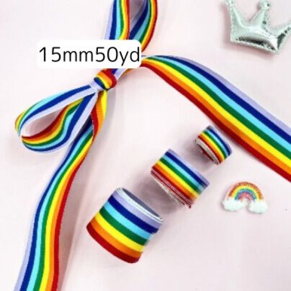 画像1: グログランレインボーリボン15ｍｍ50yd（45ｍ） (1)