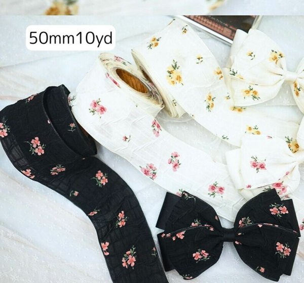 画像1: シャロンフラワー生地リボン50ｍｍ10yd（約9ｍ） (1)