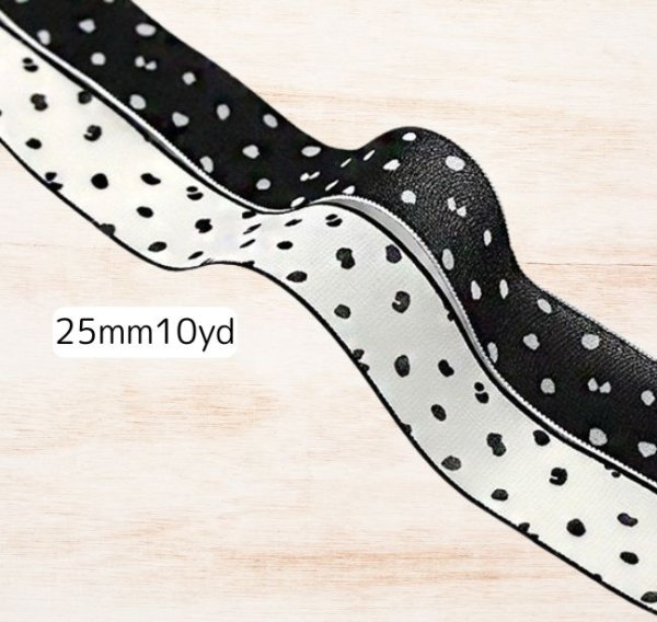 画像1: ペイントドットシフォンリボン25mm10yd（約9m） (1)