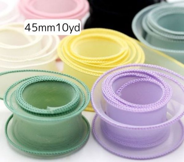 画像1: パステルバイアスオーガンジーリボン45mm10yd（約9m） (1)