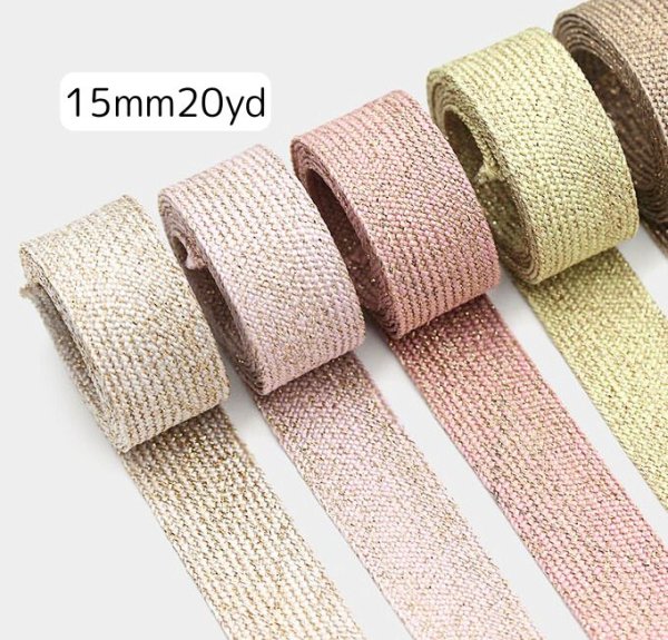 画像1: ゴールド編みリボン15mm20yd（約18m） (1)