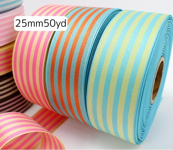 画像1: ジャガードストライプリボン25mm30yd(約27ｍ） (1)