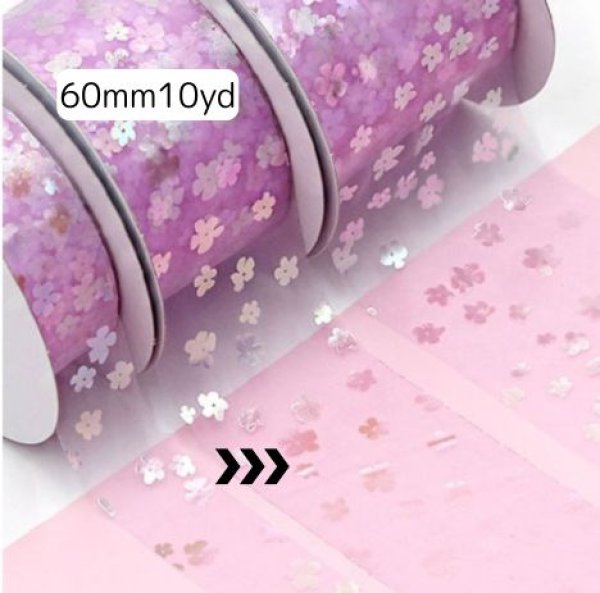 画像1: メッシュフラワーリボン60mm10yd（約9m） (1)