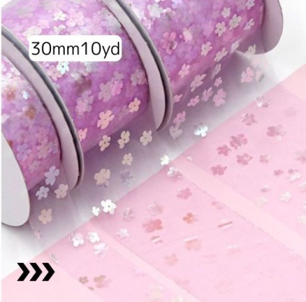 画像1: メッシュフラワーリボン30mm10yd（約9m） (1)