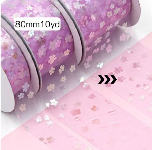 画像1: メッシュフラワーリボン80mm10yd（約9m） (1)