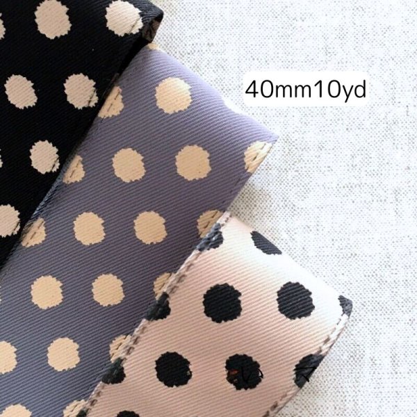 画像1: ほわほわ水玉生地リボン40ｍｍ10yd（約９ｍ） (1)