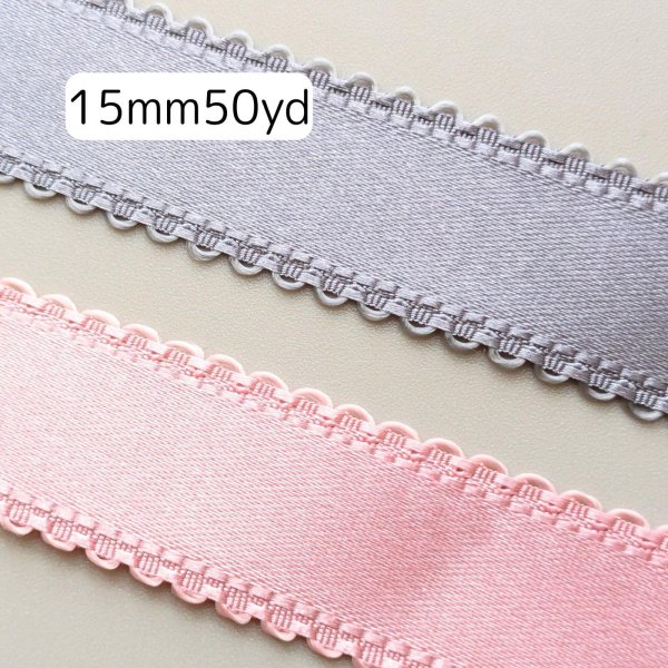 画像1: サテンピコットリボン15mm50yd（約45ｍ） (1)